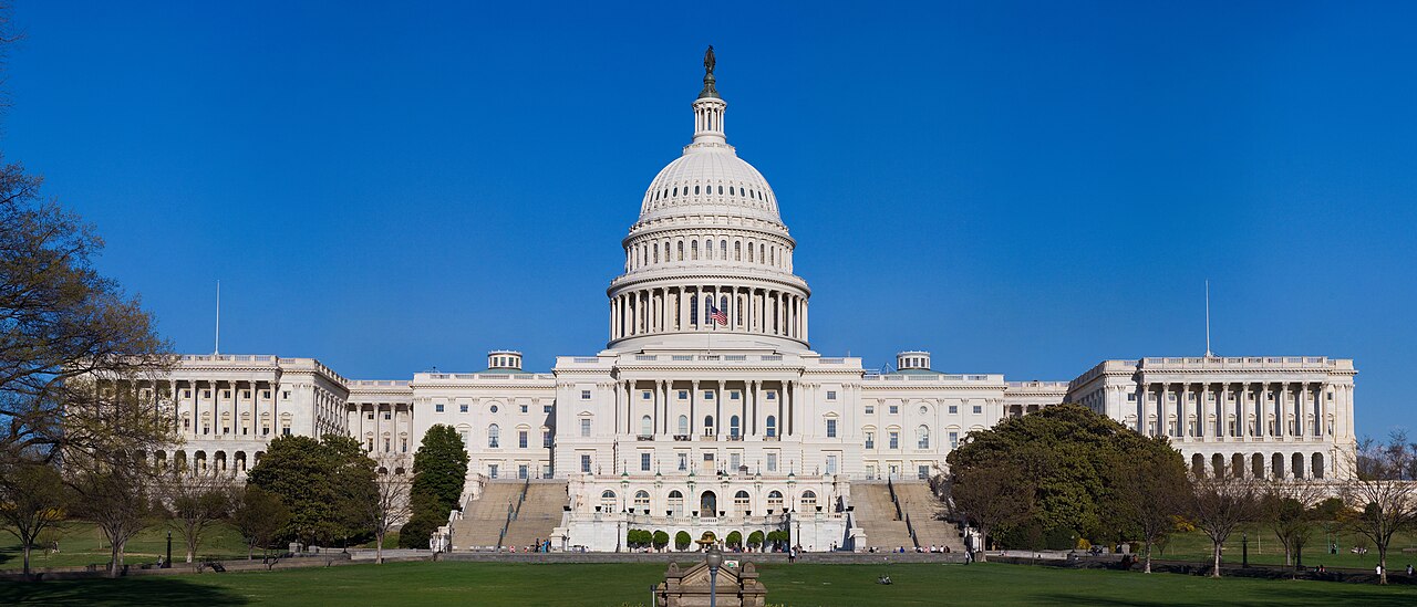 The United States Capitol building seen in full from the west