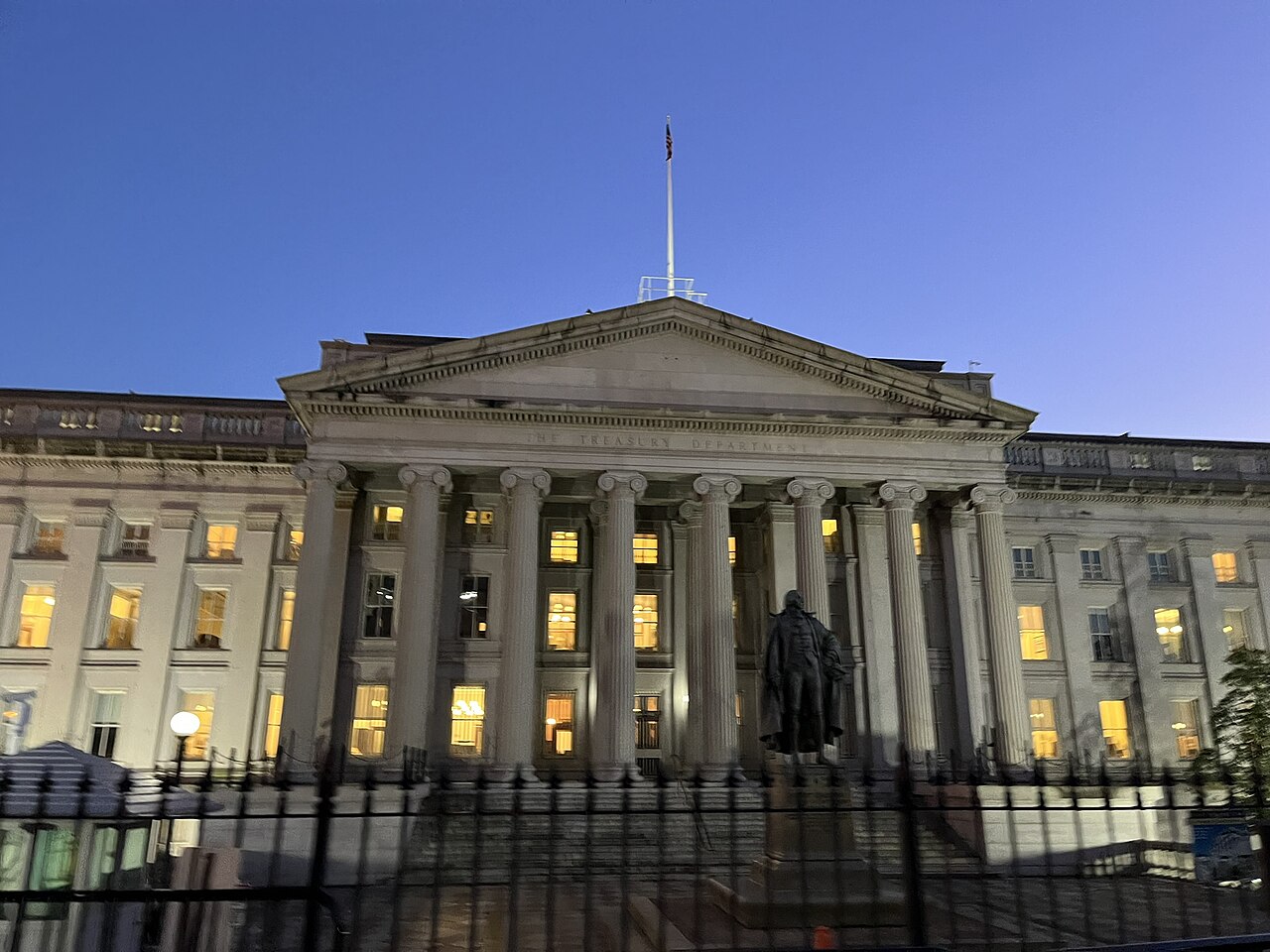 The United States Treasury building in Washington, DC