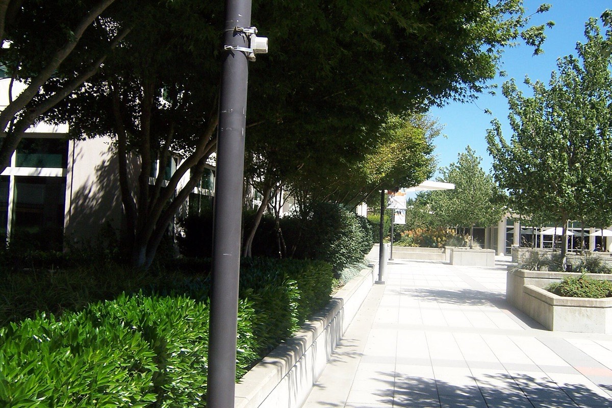 A plaza between office buildings on Microsoft's Redmond, Washington, campus