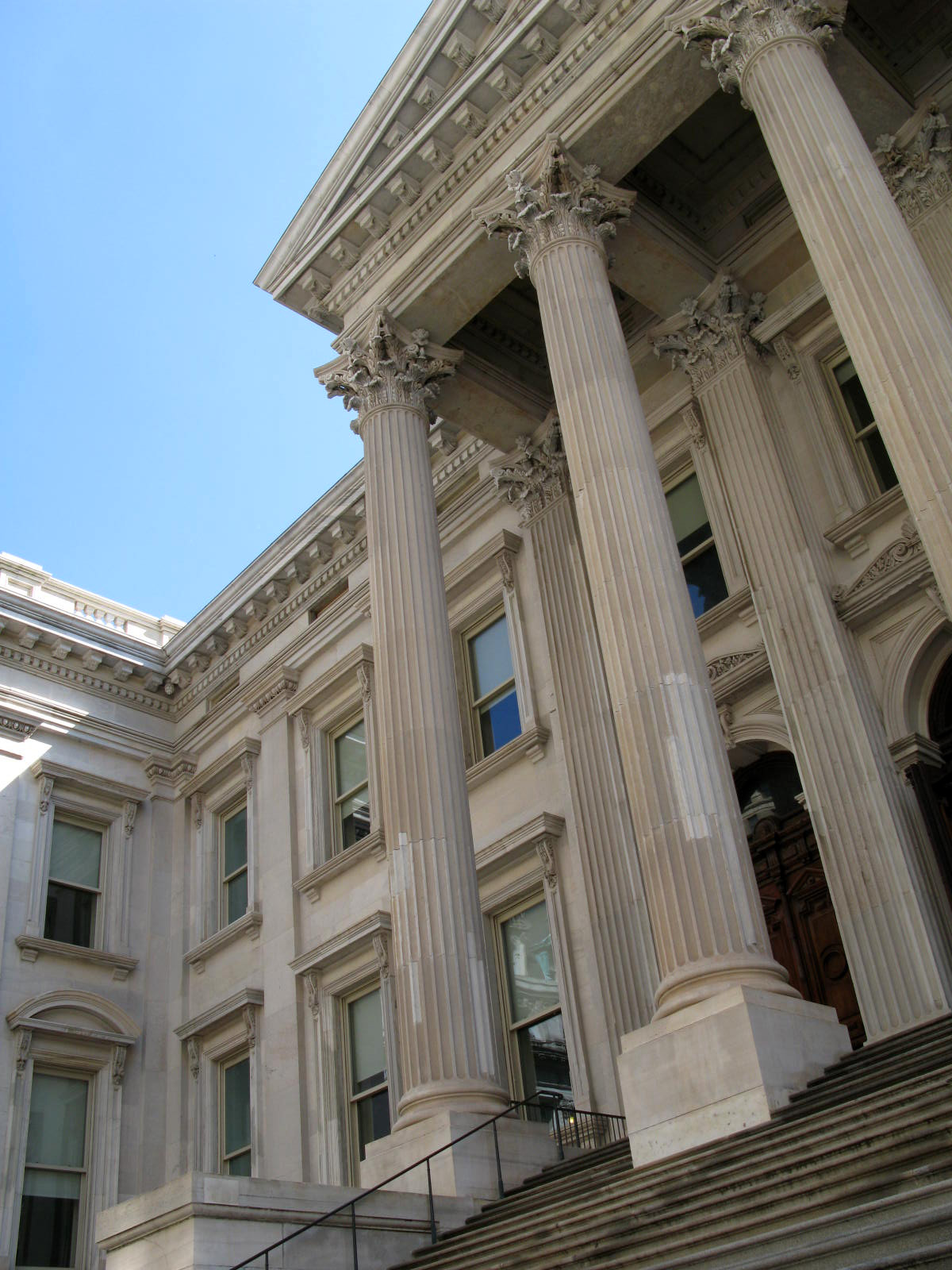 The ornate stone facade of the Tweed Courthouse in lower Manhattan, headquarters of New York City's education department