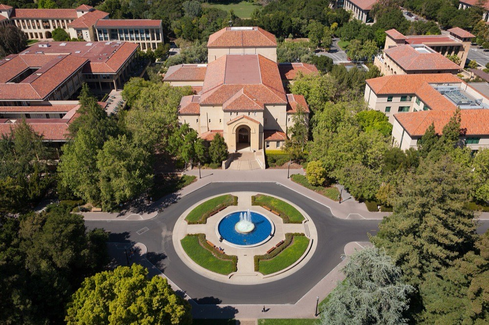 Stanford University's campus seen from the top of Hoover Tower