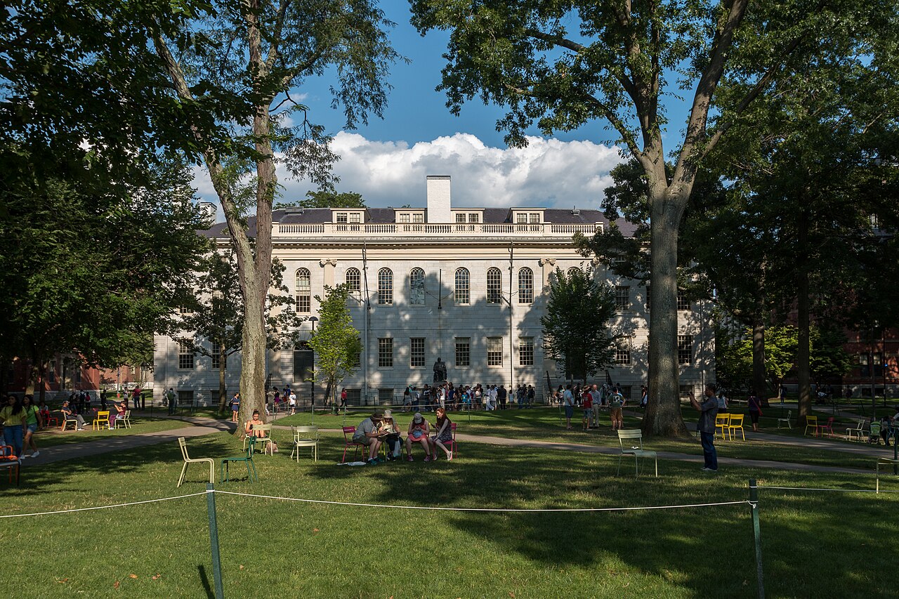 Harvard Yard in summer, with its brick halls and lawns